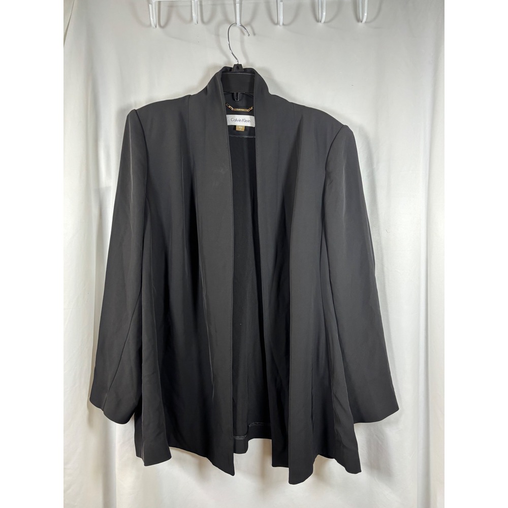Calvin Klein Womens Black Open Front Shawl Collar Blazer Jacket Plus Size 1X